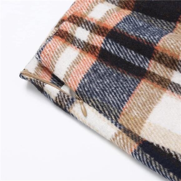 Women’s High Waist Plaid Bodycon Wool Mini Skirt - Picture 3 of 7